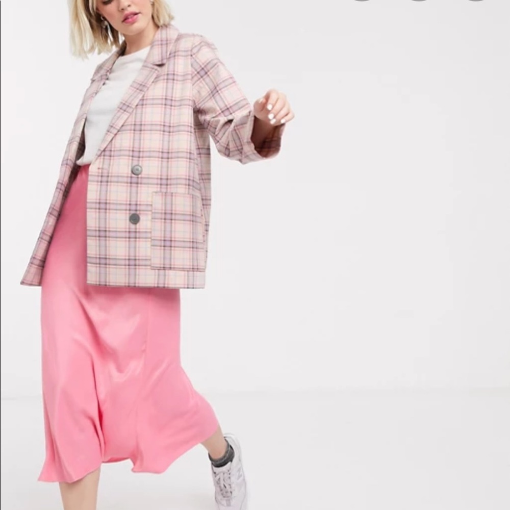 Monki NEW Plaid Pink Blazer